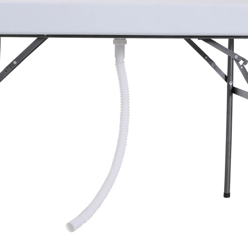 Outsunny 50" Portable Folding Camping Table with Sink, Faucet, Dual Stainless Steel Basins, and Accessories for Fish Cleaning