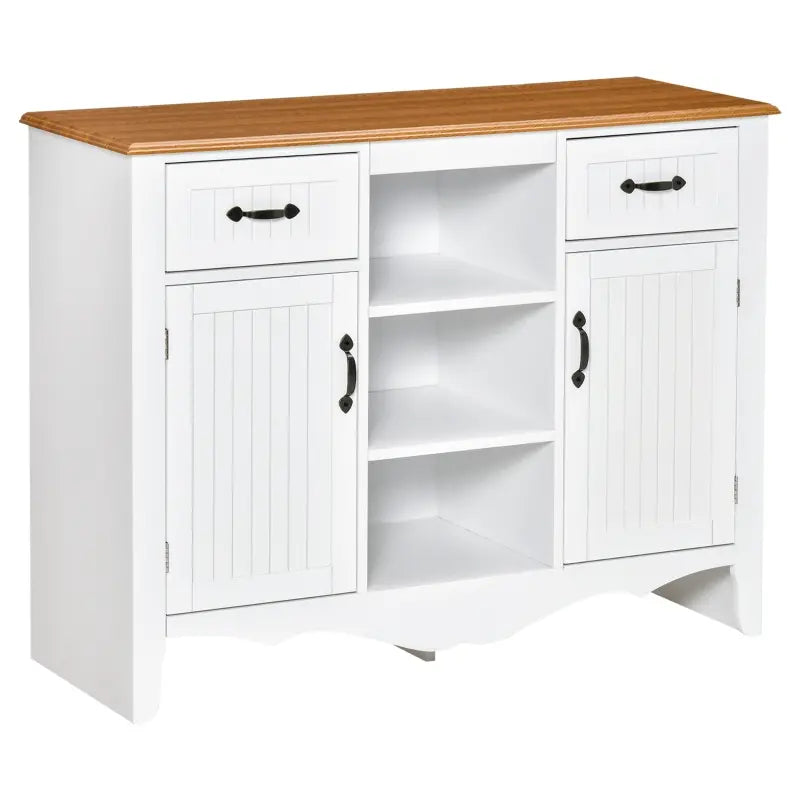 HOMCOM Farmhouse Style Kitchen Sideboard Serving Buffet Storage Cabinet w/ 3 Drawers