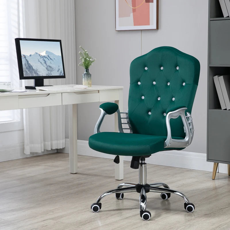 Vinsetto Velvet Office Chair Desk Chair with 360 Degree Swivel Wheels Adjustable Height Tilt Function Dark Gray