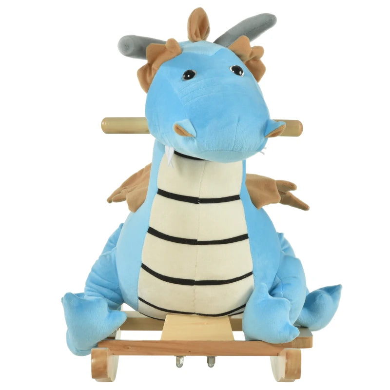 Qaba Kids Ride-On Rocking Horse Toy Mammoth Style Rocker with Realistic Sound & Soft Plush Fabric for Children 18-36 Months
