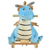 Qaba Kids Plush Ride-On Rocking Horse Toy Dinosaur Ride Rocking Chair with Realistic Sounds for Child 18-36 Months - Blue