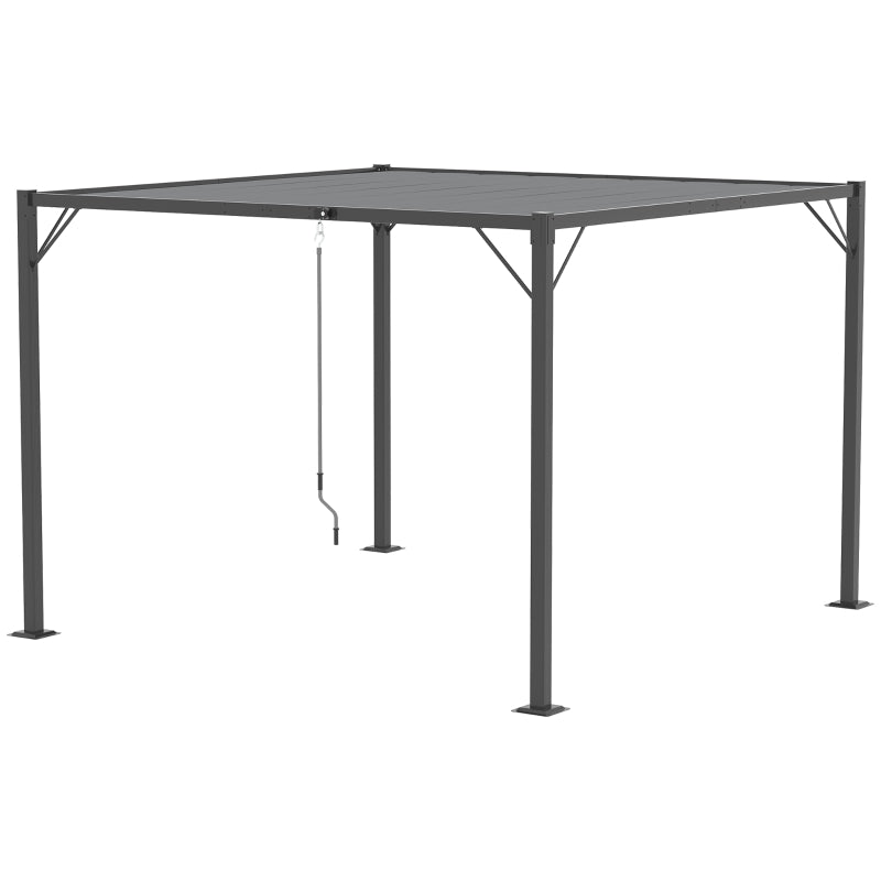 Outsunny 10' x 10' Outdoor Louvered Pergola Patio Aluminum Gazebo with Adjustable Roof, Grey