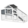 PawHut 69" Wooden Chicken Coop, Poultry Cage Hen House with Connecting Ramp, Removable Tray, Ventilated Window and Nesting Box, White