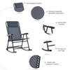 Outsunny Mesh Outdoor Patio Folding Rocking Chair Set - Cream White