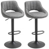 HOMCOM Modern Bar Stools Set of 2 Swivel Bar Height Barstools Chairs with Adjustable Height, Round Heavy Metal Base, and Footrest, Grey