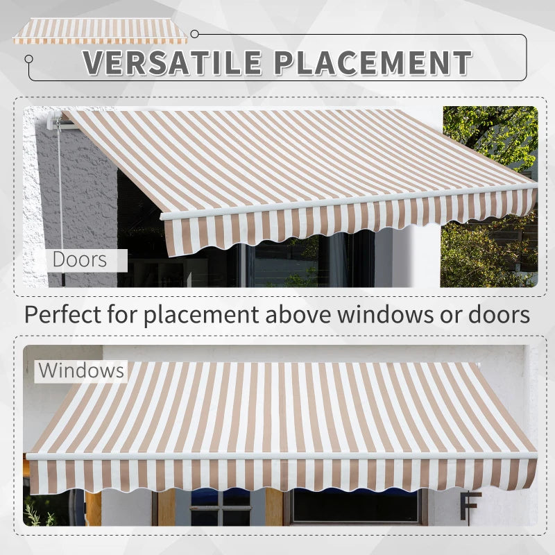 Outsunny Outside Residential Pop-Out Polyester Awning w/ UV & Rain Protection Brown
