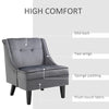 HOMCOM Tufted Single Sofa Chair with Rubber Wood Legs, Thick Padding Mid-Back, and Wings for Living Room - Grey