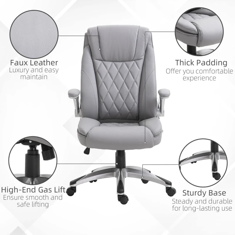 Vinsetto Office Chair Faux Leather Computer Rocker with Liftable Armrest Home Office
