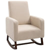 HOMCOM Accent Lounge Rocking Chair with Solid Curved Wood Base and Linen Padded Seat, Cream White