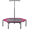 Soozier Portable & Foldable Small Exercise 4.5ft Trampoline with 3-Level Adjustable T-Bar, Great for Adults Working Out, Pink