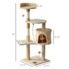 PawHut 47” Modern Cat Tree Multi-Level Scratching Post With Cube Cave Enclosure - Oak Wood and White