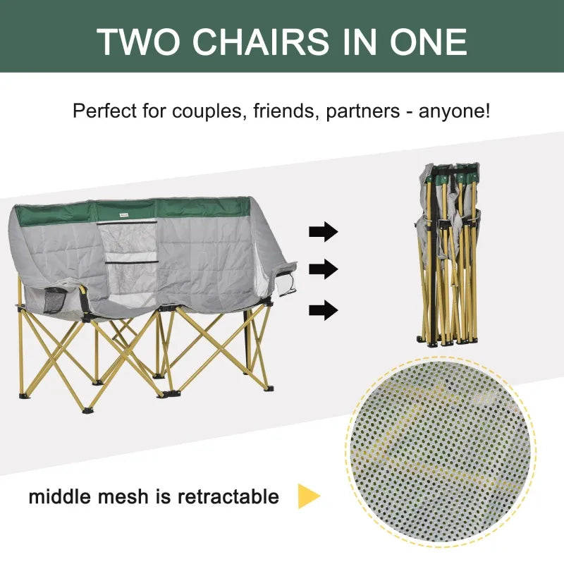 Outsunny Camping Table and 2 Chairs Set Lightweight Folding Set w/ Cup Holder & Carry Bag