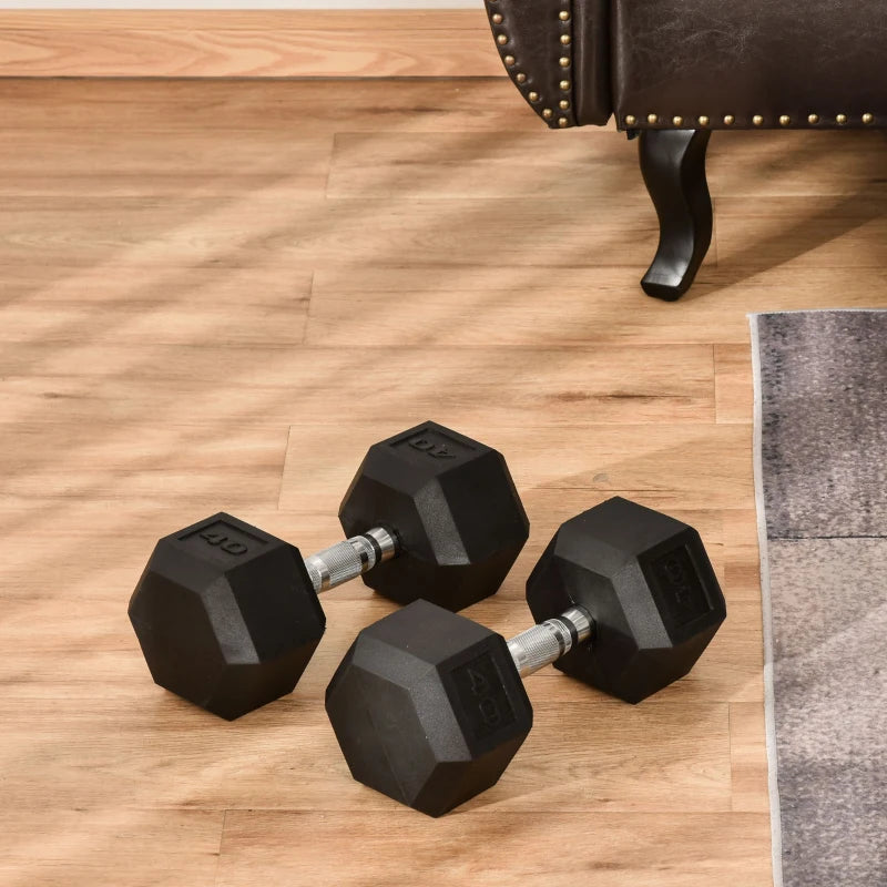 Soozier Hex Rubber Dumbbell Set for No Rolling