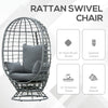 Outsunny Round PE Ratttan Wicker Swivel Basket Egg Chair with Cushion