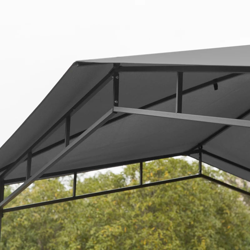 Outsunny 10' x 10' Soft Top Patio Gazebo Outdoor Canopy with Unique Geometric Design Roof, All-weather Steel Frame, Gray