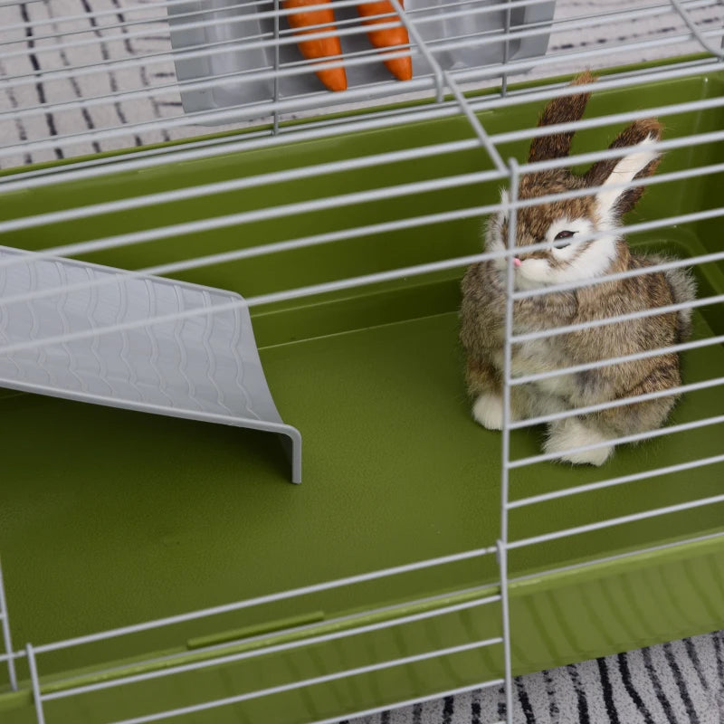 PawHut 2-Tier Foldable Metal Small Animal Playpen Pet Fence with Reshaping Customizable Design, Large Guinea Pig Cage, Bunny Rabbit Cage, and Chinchilla Cage, C&C Cage and Metal Playpen with Mats