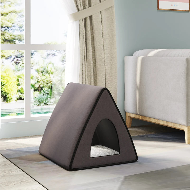 PawHut Winter Indoor Heated Water-resistant A-Frame Pet Outdoor Cat Shelter House Bed Small Animal Playpen with Zippered Roof