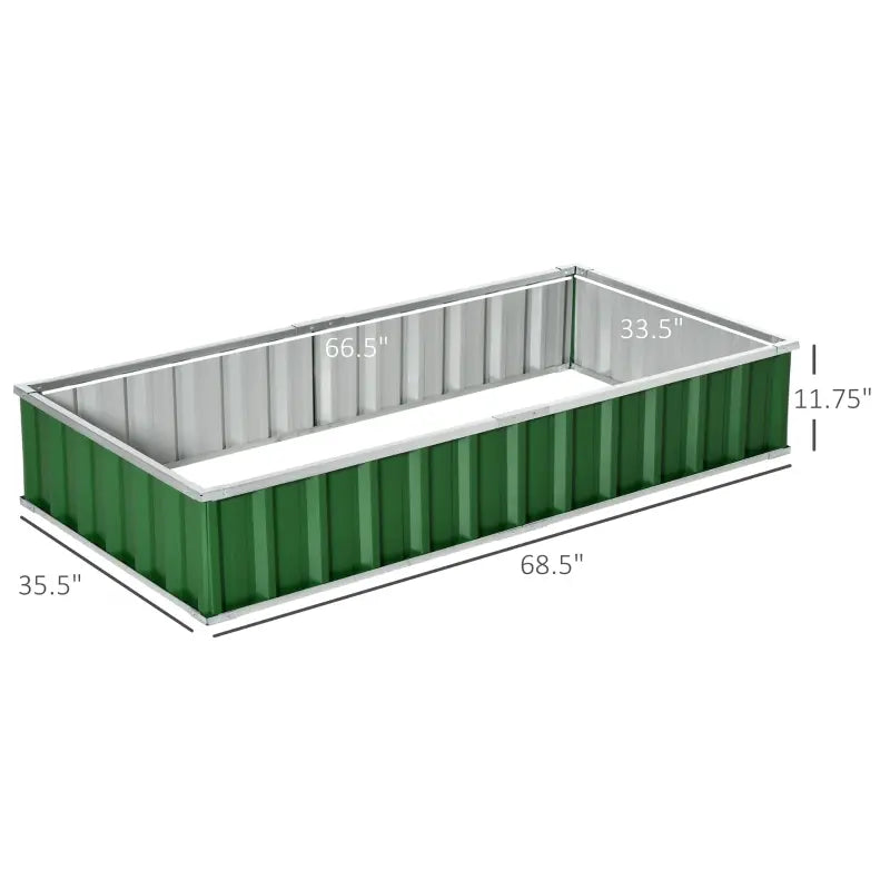 Outsunny 4' x 4' x 1' Galvanized Raised Garden Bed, Planter Raised Bed with Steel Frame for Vegetables, Flowers, Plants and Herbs, Green