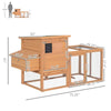 PawHut 75" Wooden Chicken Coop Hen House Poultry Cage for Backyard with Outdoor Run Removable Tray and Nesting Box