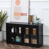 HOMCOM Sideboard Buffet Cabinet, Stackable Credenza, Coffee Bar Cabinet with Sliding Glass Door and Adjustable Shelf, Black