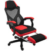Vinsetto Home Office Chair Adjustable Height Recliner with Retractable Footrest, Mesh Back - Red
