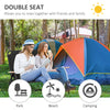 Outsunny Double Camping Chair for 2 Person,  Folding Loveseat with Cup Holder and Wood Armrests, for Beach Sports Travel, Green