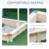 Outsunny Wooden Kids Sandbox w/ Cover Adjustable Canopy Convertible Bench Seat Bottom Liner