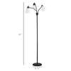 HOMCOM Arc Floor Lamp with 3 Hanging Drum Shape Lampshade, Flexible Steel Pole and Marble Round Base, Black/White
