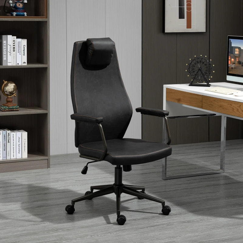 Vinsetto PU Leather Home Office Chair with Ergonomic Backrest and Removeable Headrest