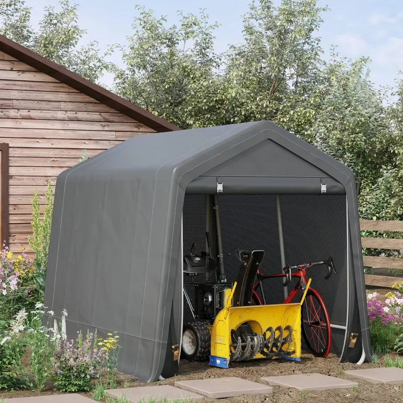 Outsunny 7.9' x 6.6' Garden Garage Storage Tent, Metal Frame Bike Shed w/ Zipper Doors