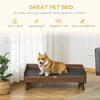 PawHut Elevated Dog Bed, Wooden Raised Pet Sofa with Soft Cushion, Removable Washable Cover for Large Dogs and Cats, Brown and Black
