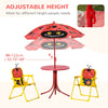 Outsunny Kids Folding Picnic Table and Chair Set, w/ Adjustable Umbrella, Ladybird Pattern