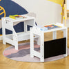 Qaba 2in1 Kids kitchen step stool Step Stool Table Chair Set w/ Chalkboard