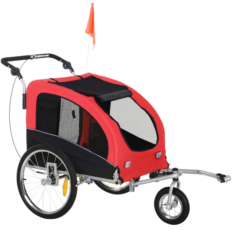 ShopEZ USA Elite II Pet Dog Bike Bicycle Trailer Jogger with Suspension, Red