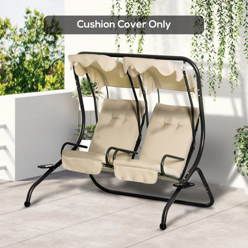 Outsunny Outdoor Porch Swing Cushions with Seat & Tufted Back, Backrest Ties, Set of 2 Replacement Cushions for Patio Furniture, Beige