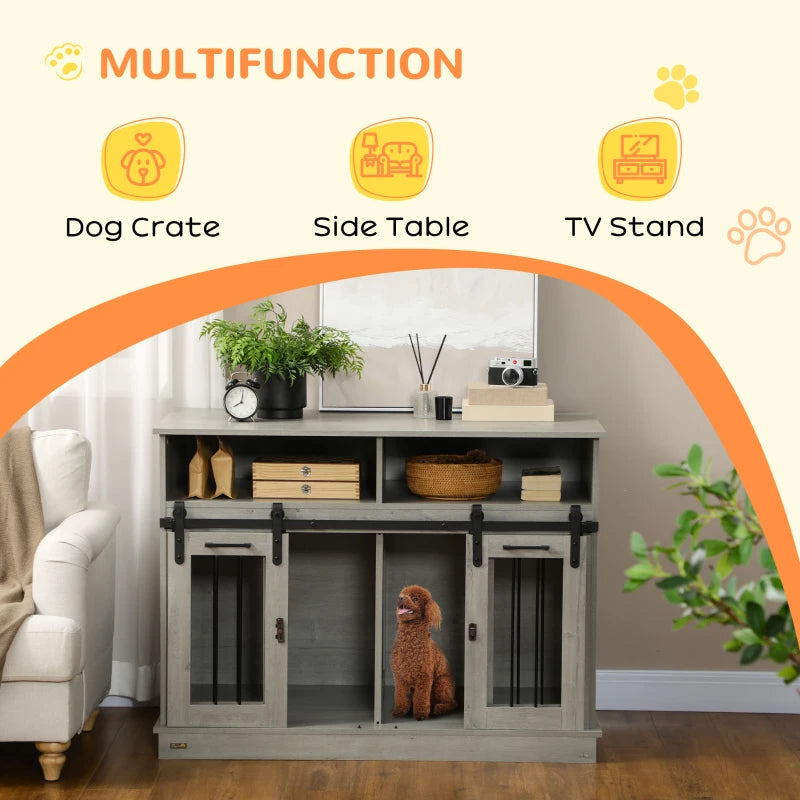 PawHut Dog Crate Furniture for Large Small Dogs, Double Dog Kennel