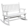 Outsunny 2-Person Wood Rocking Chair with Log Design, Heavy Duty Loveseat with Wide Curved Seats for Patio, Backyard, Garden, White