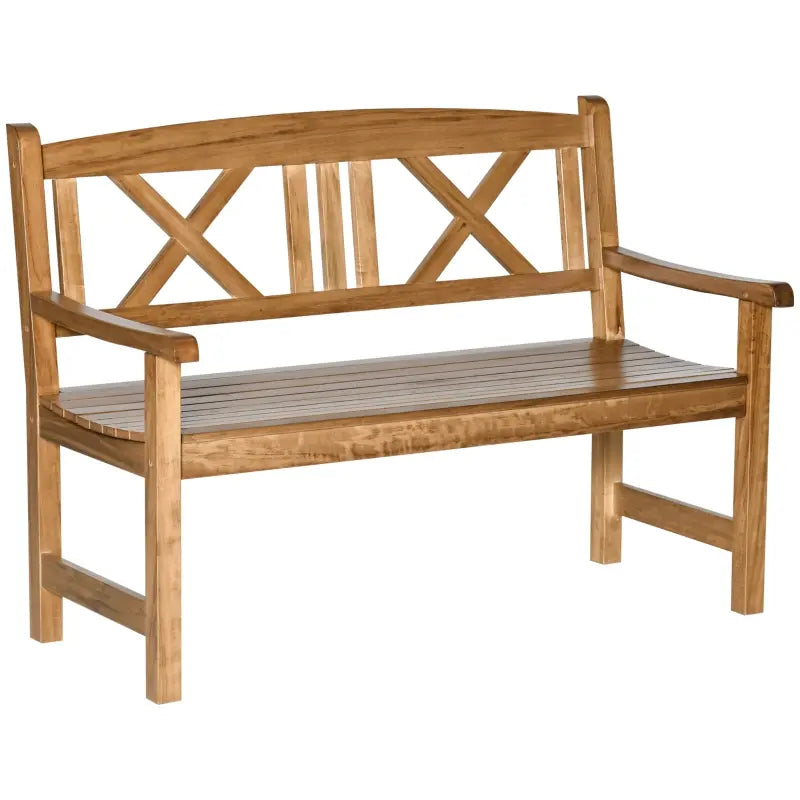Outsunny 4FT Wooden Garden Bench, Outdoor Patio Loveseat for Yard, Lawn, Porch, Natural