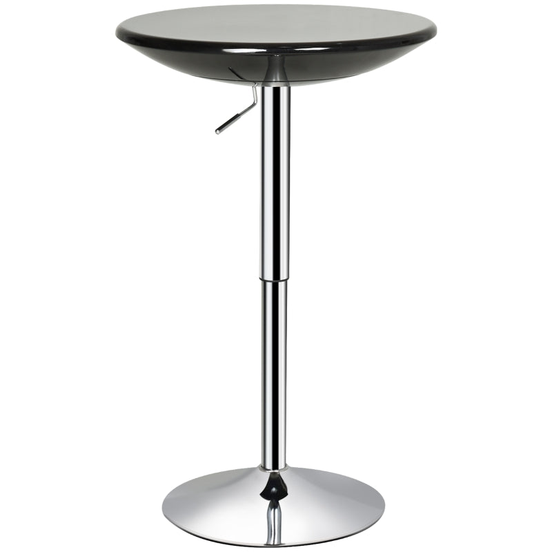 HOMCOM 24.5" Round Cocktail Bar Table Metal Base Tall Bistro Pub Desk Adjustable Counter Height, Black/Silver