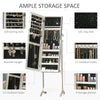 HOMCOM 60" Full-Length Mirror Jewelry Storage Armoire w/ Lockable Door & Key, Grey