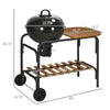 Outsunny Charcoal Grill BBQ, 21-Inch Rolling Backyard Barbecue with Chopping Block Table, a Cutting Board, Shelf, Wheels, Vents & Thermometer, Black