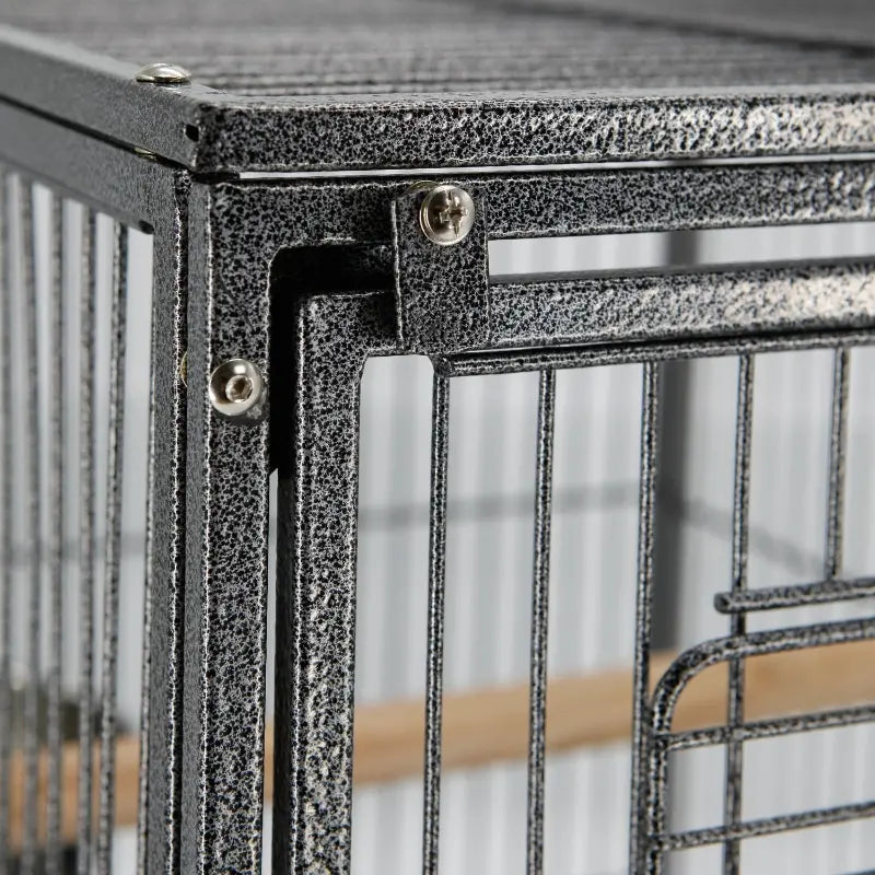 PawHut 18"x 14" x 22" Metal Portable Heavy Duty Travel Bird Cage with Handle & Perch - Black Vein