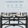 PawHut Stainless Steel Adjustable Height Pet Dog Elevated Double Bowl Diner Feeder Dish