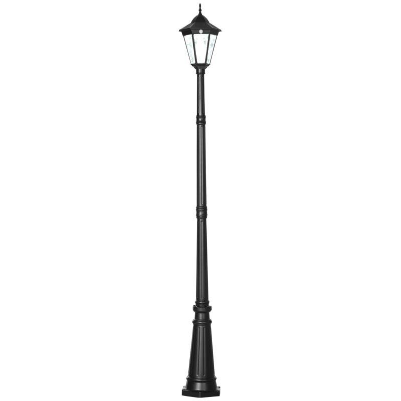 Outsunny 92.5" Outdoor Lamp Post Light, Solar-Powered Streetlight, w/ Clear Glass, Black