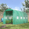 Outsunny 9.8' x 6.5' x 6.2' Walk-In PE Greenhouse with 2 Roll-up Zipper Doors & 6 Roll-up Windows for Plants - White