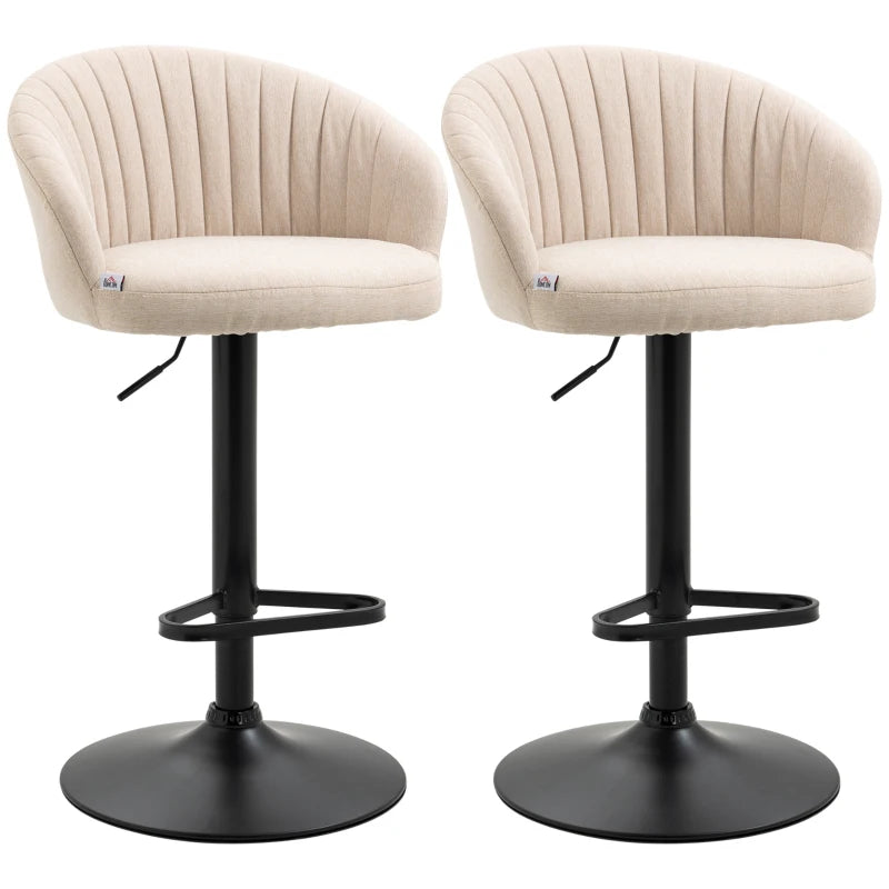 HOMCOM Modern Upholstered Adjustable Barstools with Swivel Seat, Velvet Touch Fabric, Steel Frame, Footrest, ‎Blue