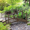 Outsunny 3.3' Metal Arch Zen Garden Bridge with Safety Siderails, Decorative Footbridge, Delicate Scrollwork & Corner Spheres for Stream, Fish Pond, Black