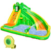Outsunny 5 in 1 Inflatable Water Slide, Crocodile Style Water Park Bounce House Castle with Slide, Pool, Hoop, Water Cannon, Climbing Wall, Include Air Blower