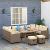 Outsunny 6pc Patio Wicker Conservatory Sofa Set, Outdoor PE Rattan Furniture w/ Cushion