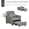 HOMCOM Convertible Sofa Lounger Chair Bed Multi-Functional Sleeper Recliner with Tufted Upholstered Fabric, Adjustable Angle Backrest, and Pillow, Gray